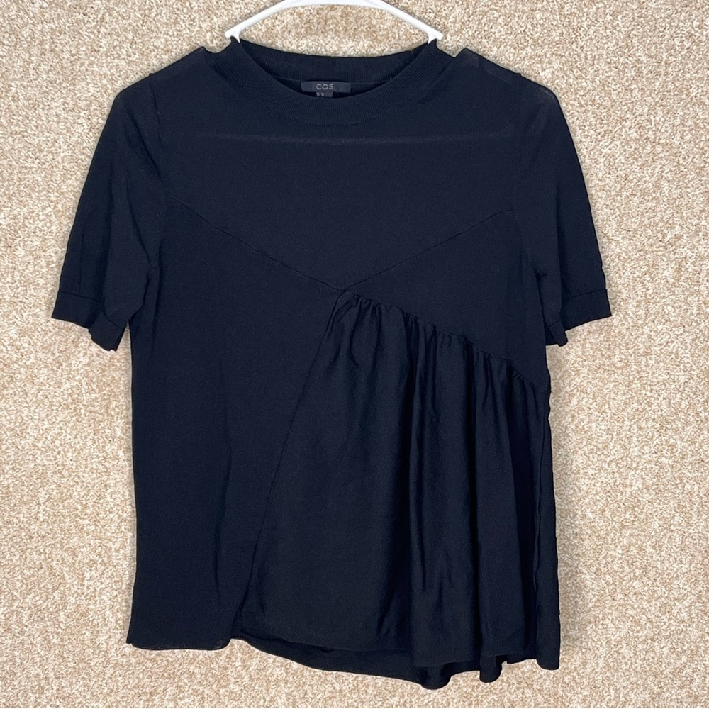 Imperfect COS baby doll top black short sleeve xs women's top cute 90s Y2K style